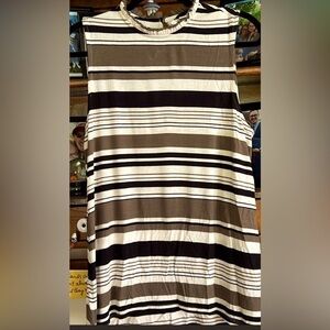 CATO Striped Knit Tank, High neck with ruffle detail, Sz Large, GUC.